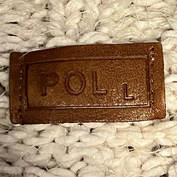 POL Womens Cream Cable Knit Chunky Oversized Cowl Neck Sweater Pullover Large - Picture 4 of 5